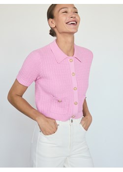 Reserved - Bawełniany kardigan z guzikami - różowy ze sklepu Reserved w kategorii Swetry damskie - zdjęcie 187296317