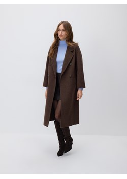 Reserved - Płaszcz handmade z wełną - ciemnobrązowy - id: VZ739-89M - marki Reserved - 187296669 Reserved - Płaszcz handmade z wełną - ciemnobrązowy ze sklepu Reserved w kategorii Płaszcze damskie - zdjęcie 187296669