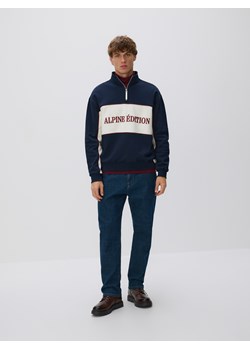 Reserved - Bawełniana bluza ze stójką - granatowy - id: ZU312-59X - marki Reserved - 187296736 Reserved - Bawełniana bluza ze stójką - granatowy ze sklepu Reserved w kategorii Bluzy męskie - zdjęcie 187296736