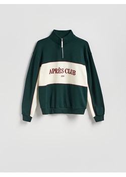 Reserved - Bawełniana bluza ze stójką - ciemnozielony ze sklepu Reserved w kategorii Bluzy męskie - zdjęcie 187296746