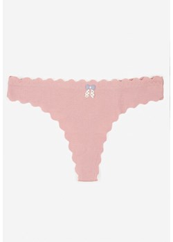 Ciemnoróżowe Bawełniane Majtki Stringi z Prążkowanej Tkaniny Eziane - id: 402008 - marki born2be - 187296818 Ciemnoróżowe Bawełniane Majtki Stringi z Prążkowanej Tkaniny Eziane ze sklepu born2be.pl w kategorii Majtki damskie - zdjęcie 187296818