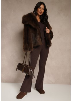 Brązowe Spodnie Dzwony z Wiskozą High Waist Tusrima - id: AW656-1-448-COFFEE - marki Renee - 187296915 Brązowe Spodnie Dzwony z Wiskozą High Waist Tusrima ze sklepu renee.pl w kategorii Spodnie damskie - zdjęcie 187296915