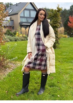 Bordowa Prosta Sukienka w Kratę - id: 23070393 - marki Modnakiecka.pl - 187297579 Bordowa Prosta Sukienka w Kratę ze sklepu ModnaKiecka.pl w kategorii Sukienki - zdjęcie 187297579