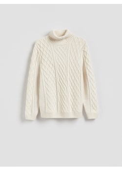 Reserved - Strukturalny sweter z golfem - złamana biel - id: 084FR-01M - marki Reserved - 187297838 Reserved - Strukturalny sweter z golfem - złamana biel ze sklepu Reserved w kategorii Swetry męskie - zdjęcie 187297838