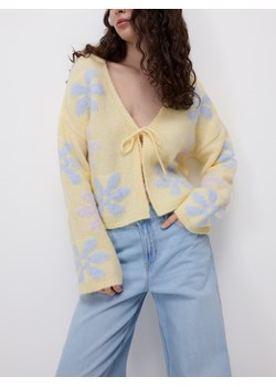 Reserved - Kardigan z ozdobnym wiązaniem - jasnożółty ze sklepu Reserved w kategorii Swetry damskie - zdjęcie 187297859