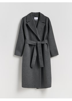 Reserved - Płaszcz handmade z wełną - ciemnoszary - id: VZ743-90X - marki Reserved - 187298259 Reserved - Płaszcz handmade z wełną - ciemnoszary ze sklepu Reserved w kategorii Płaszcze damskie - zdjęcie 187298259
