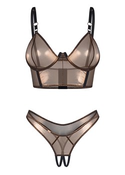 Komplet top + stringi Obsessive Soranna top & crotchless thong black ze sklepu kontri.pl w kategorii Komplety bielizny damskiej - zdjęcie 187300787