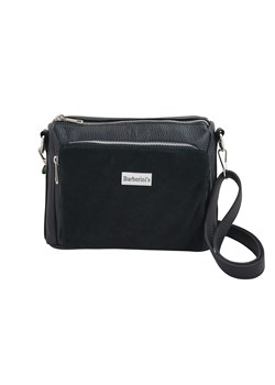 Codzienna torebka ze skóry naturalnej z zamszem - Czarna - id: 3277 - marki Barberini's - 187301187 Codzienna torebka ze skóry naturalnej z zamszem - Czarna ze sklepu Barberinis w kategorii Listonoszki - zdjęcie 187301187