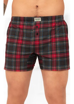 Bawełniane bokserki męskie w kratkę Rusoli, Kolor grafitowo-czerwony, Rozmiar M, Italian Fashion ze sklepu Primodo w kategorii Majtki męskie - zdjęcie 187302179