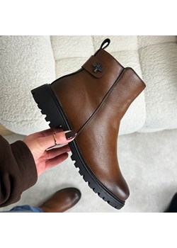 Brązowe botki damskie na traperze Potocki 19314 - id: 32305 - marki Potocki - 187303575 Brązowe botki damskie na traperze Potocki 19314 ze sklepu suzana.pl w kategorii Botki - zdjęcie 187303575