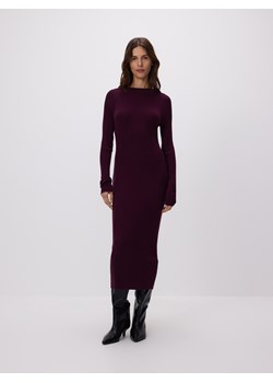 Reserved - Prążkowana sukienka z wiskozą - bordowy - id: 466HI-83X - marki Reserved - 187304626 Reserved - Prążkowana sukienka z wiskozą - bordowy ze sklepu Reserved w kategorii Sukienki - zdjęcie 187304626