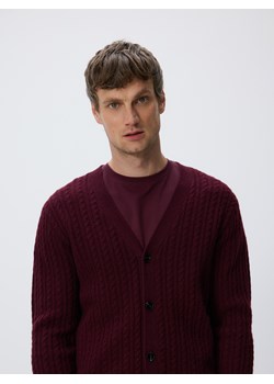 Reserved - Wełniany kardigan - bordowy ze sklepu Reserved w kategorii Swetry męskie - zdjęcie 187304636