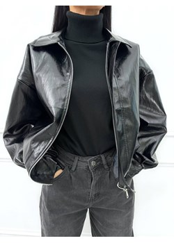 Czarna Kurtka Bomberka z Ekoskóry ze sklepu ModnaKiecka.pl w kategorii Kurtki damskie - zdjęcie 187307939