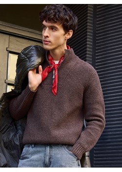 Reserved - Sweter z wełną - brązowy - id: 430GQ-88M - marki Reserved - 187308249 Reserved - Sweter z wełną - brązowy ze sklepu Reserved w kategorii Swetry męskie - zdjęcie 187308249