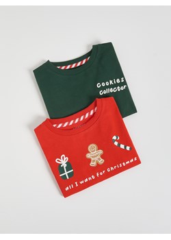 Reserved - Bawełniany longsleeve 2 pack - czerwony ze sklepu Reserved w kategorii T-shirty chłopięce - zdjęcie 187308299