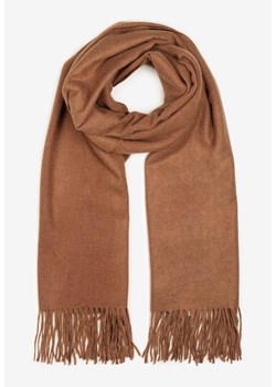 Brązowy Szalik z Tkaniny Wykończony Frędzlami Teofilla ze sklepu born2be.pl w kategorii Szaliki i chusty damskie - zdjęcie 187308456