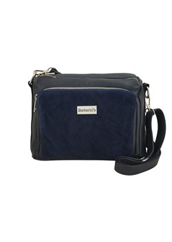 Codzienna torebka ze skóry naturalnej z zamszem - Granatowa - id: 11808n - marki Barberini's - 187308729 Codzienna torebka ze skóry naturalnej z zamszem - Granatowa ze sklepu butyolivier w kategorii Listonoszki - zdjęcie 187308729