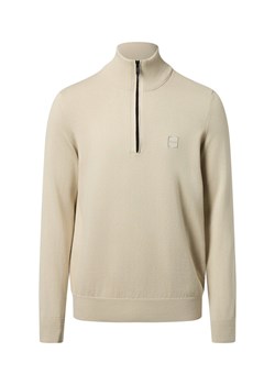 BOSS Orange Męski sweter z dzianiny z kaszmirem - Kanobix Mężczyźni Bawełna kitt jednolity ze sklepu vangraaf w kategorii Swetry męskie - zdjęcie 187311867