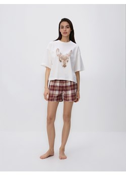 Reserved - Dwuczęściowa piżama z nadrukiem - fioletowy - id: 068EY-44X - marki Reserved - 187311975 Reserved - Dwuczęściowa piżama z nadrukiem - fioletowy ze sklepu Reserved w kategorii Piżamy damskie - zdjęcie 187311975