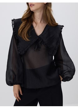 Reserved - Bluzka z ozdobnym kołnierzem - czarny - id: 110IC-99X - marki Reserved - 187312006 Reserved - Bluzka z ozdobnym kołnierzem - czarny ze sklepu Reserved w kategorii Bluzki damskie - zdjęcie 187312006