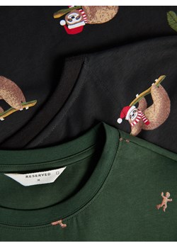 Reserved - T-shirt regular ze świątecznym motywem - czarny ze sklepu Reserved w kategorii T-shirty męskie - zdjęcie 187312366