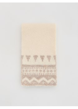 Reserved - Wzorzysty szalik - kremowy - id: 727FD-12X - marki Reserved - 187312538 Reserved - Wzorzysty szalik - kremowy ze sklepu Reserved w kategorii Szaliki i chusty damskie - zdjęcie 187312538