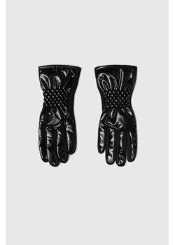 Rękawiczki z imitacji skóry czarne ze sklepu Moodo.pl w kategorii Rękawiczki damskie - zdjęcie 187312769