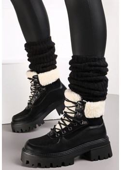 Czarne Traperki na Podeszwie z Protektorem i Futerkiem Alling - id: 222885 - marki born2be - 187314749 Czarne Traperki na Podeszwie z Protektorem i Futerkiem Alling ze sklepu born2be.pl w kategorii Workery damskie - zdjęcie 187314749