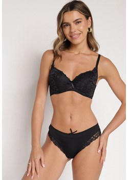 Czarny Komplet Biustonosz i Majtki Typu Figi Ozdobiony Koronką Ezivane - id: 402038 - marki born2be - 187314888 Czarny Komplet Biustonosz i Majtki Typu Figi Ozdobiony Koronką Ezivane ze sklepu born2be.pl w kategorii Komplety bielizny damskiej - zdjęcie 187314888