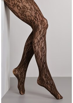 Brązowe Rajstopy Koronkowe w Eleganckim Stylu Fihanoriel ze sklepu renee.pl w kategorii Rajstopy - zdjęcie 187314916