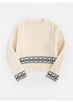 Reserved - Wełniany sweter - złamana biel - id: 194HW-01X - marki Reserved - 187315005 Reserved - Wełniany sweter - złamana biel ze sklepu Reserved w kategorii Swetry damskie - zdjęcie 187315005