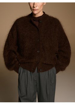 Reserved - Kardigan z moherem - ciemnobrązowy - id: 360HK-89X - marki Reserved - 187315117 Reserved - Kardigan z moherem - ciemnobrązowy ze sklepu Reserved w kategorii Swetry damskie - zdjęcie 187315117