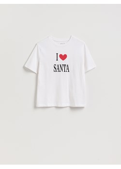 Reserved - T-shirt ze świątecznym motywem - biały ze sklepu Reserved w kategorii Bluzki damskie - zdjęcie 187315378