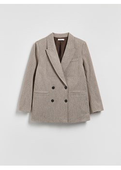 Reserved - Dwurzędowa marynarka w jodełkę - brązowy - id: 873GA-84X - marki Reserved - 187315386 Reserved - Dwurzędowa marynarka w jodełkę - brązowy ze sklepu Reserved w kategorii Kurtki damskie - zdjęcie 187315386