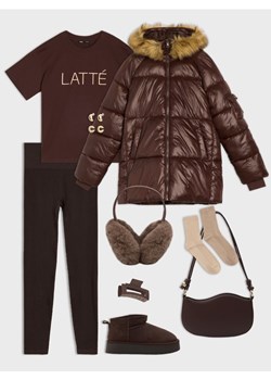 Sinsay - Koszulka z haftowanym napisem - brązowy - id: 876GS-88X - marki Sinsay - 187316095 Sinsay - Koszulka z haftowanym napisem - brązowy ze sklepu Sinsay w kategorii Bluzki damskie - zdjęcie 187316095