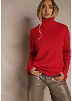 Czerwony Golf o Fasonie Klasycznego Swetra z Domieszką Kaszmiru Rorilaine - id: TD1615-64-RED - marki Renee - 187316746 Czerwony Golf o Fasonie Klasycznego Swetra z Domieszką Kaszmiru Rorilaine ze sklepu renee.pl w kategorii Swetry damskie - zdjęcie 187316746