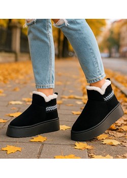 Krótkie kozaki śniegowce czarne ocieplane /A10-1 18419  T266/ - id: 33361 - marki Pantofelek24.pl - 187318206 Krótkie kozaki śniegowce czarne ocieplane /A10-1 18419  T266/ ze sklepu Pantofelek24.pl w kategorii Śniegowce damskie - zdjęcie 187318206