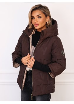 KURTKA ASYMETRYCZNA Z PRZEDŁUŻONYMI ŚCIĄGACZAMI PRZY RĘKAWACH- CZEKOLADOWA - id: 20502 - marki Olika - 187320806 KURTKA ASYMETRYCZNA Z PRZEDŁUŻONYMI ŚCIĄGACZAMI PRZY RĘKAWACH- CZEKOLADOWA ze sklepu olika.com.pl w kategorii Kurtki damskie - zdjęcie 187320806
