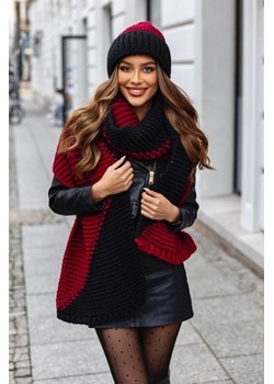 zimowy komplet 2- częściowy nessi czapka + szalik duokolor polski producent j&k premium - czarny + bordo ze sklepu STYLOWO w kategorii Komplety czapka i szalik damskie - zdjęcie 187321255