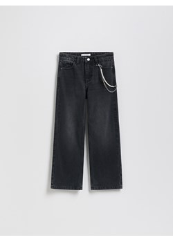 Reserved - Jeansy straight z łańcuszkiem - czarny ze sklepu Reserved w kategorii Spodnie dziewczęce - zdjęcie 187322329