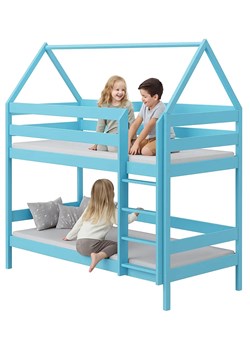 Niebieskie łóżko piętrowe domek dla rodzeństwa L1-B07 ze sklepu Edinos.pl w kategorii Łóżka dziecięce - zdjęcie 187322649