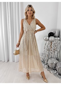 sukienka indra beżowo-srebrna one size ze sklepu UBRA w kategorii Sukienki - zdjęcie 187323736