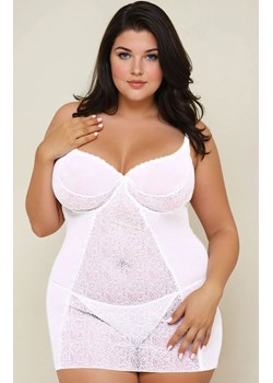 Subtelna biała koszulka i stringi plus size Laura, Kolor biały, Rozmiar XL, SoftLine Collection ze sklepu Intymna w kategorii Koszule nocne - zdjęcie 187323835