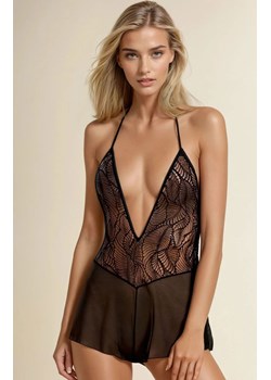 Tiulowe czarne body damskie z koronką Leafa ECO, Kolor czarny, Rozmiar L/XL, Passion - id: 174838 - marki Passion - 187323836 Tiulowe czarne body damskie z koronką Leafa ECO, Kolor czarny, Rozmiar L/XL, Passion ze sklepu Intymna w kategorii Body damskie - zdjęcie 187323836