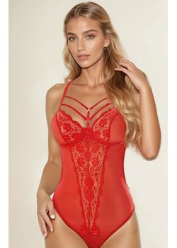 Zmysłowe body z paseczkami w kolorze czerwonym Nicola, Kolor czerwony, Rozmiar S, SoftLine Collection ze sklepu Intymna w kategorii Body damskie - zdjęcie 187323855