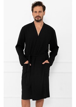 Czarny szlafrok męski na długi rękaw Bono, Kolor czarny, Rozmiar M, Italian Fashion ze sklepu Intymna w kategorii Szlafroki męskie - zdjęcie 187324238