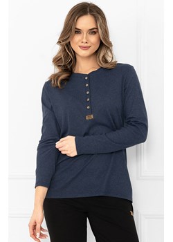 Bawełniana bluzka damska z długim rękawem granatowy melanż Gordo, Kolor granatowy melanż, Rozmiar S, Italian Fashion ze sklepu Intymna w kategorii Bluzki damskie - zdjęcie 187324246