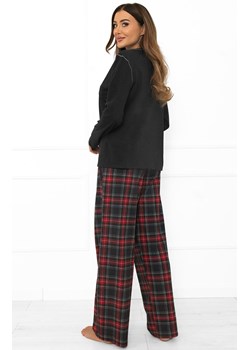 Piżama damska na długi rękaw i długie spodnie grafitowa Rozana, Kolor grafitowo-czerwony, Rozmiar S, Italian Fashion ze sklepu Intymna w kategorii Piżamy damskie - zdjęcie 187324266