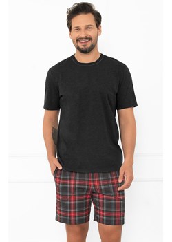 Piżama męska na krótki rękaw i krótkie spodnie grafitowa Rusoli, Kolor grafitowo-czerwony, Rozmiar M, Italian Fashion ze sklepu Intymna w kategorii Piżamy męskie - zdjęcie 187324279