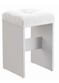 Biały taboret z welurowym siedziskiem N4-Z42 - id: 53691 - marki Elior - 187324717 Biały taboret z welurowym siedziskiem N4-Z42 ze sklepu Edinos.pl w kategorii Komody - zdjęcie 187324717